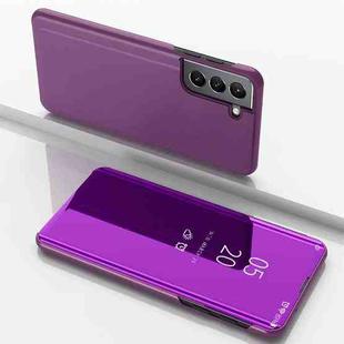 For Samsung Galaxy S22 5G Plated Mirror Horizontal Flip Leather Case with Holder(Purple)