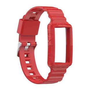 For Fitbit Charge 3 SE Silicone One Body Armor Watch Band(Red)