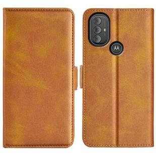 For Motorola Moto G Power 2022 Dual-side Magnetic Buckle Horizontal Flip Leather Case with Holder & Card Slots & Wallet(Yellow)