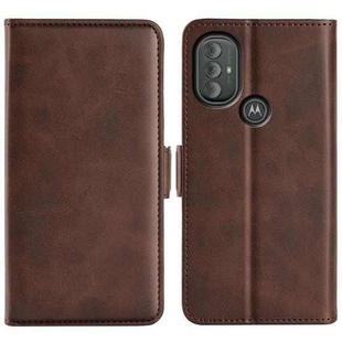 For Motorola Moto G Power 2022 Dual-side Magnetic Buckle Horizontal Flip Leather Case with Holder & Card Slots & Wallet(Brown)