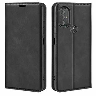 For Motorola Moto G Power 2022 Retro-skin Magnetic Suction Phone Leather Case with Holder & Card Slots & Wallet(Black)