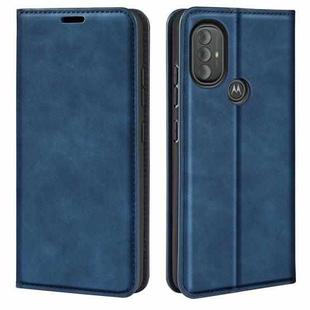 For Motorola Moto G Power 2022 Retro-skin Magnetic Suction Phone Leather Case with Holder & Card Slots & Wallet(Dark Blue)