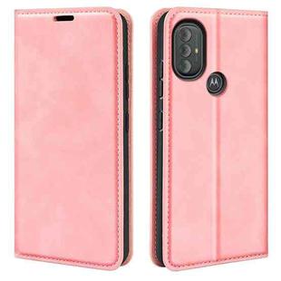 For Motorola Moto G Power 2022 Retro-skin Magnetic Suction Phone Leather Case with Holder & Card Slots & Wallet(Pink)