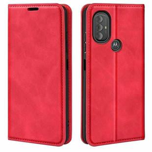 For Motorola Moto G Power 2022 Retro-skin Magnetic Suction Phone Leather Case with Holder & Card Slots & Wallet(Red)