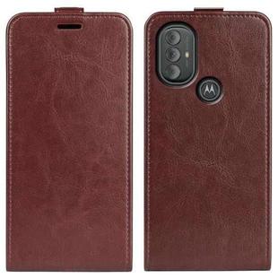 For Motorola Moto G Power 2022 R64 Texture Single Vertical Flip Leather Phone Protective Case with Card Slots & Photo Frame(Brown)