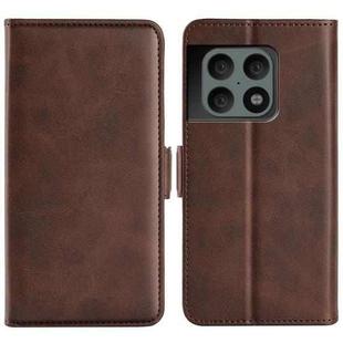For OnePlus 10 Pro 5G Dual-side Magnetic Buckle Horizontal Flip Leather Case with Holder & Card Slots & Wallet(Brown)