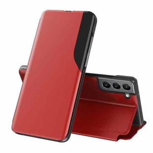 For Samsung Galaxy S22 Plus 5G Side Display  Shockproof Horizontal Flip Leather Case with Holder(Red)