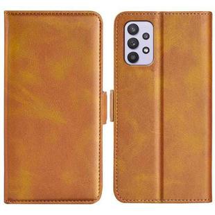 For Samsung Galaxy A53 5G Dual-side Magnetic Leather Case with Holder & Card Slots & Wallet(Yellow)