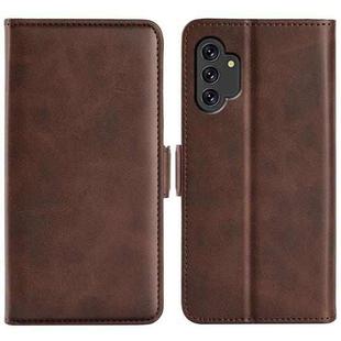For Samsung Galaxy A13 4G Dual-side Magnetic Buckle Horizontal Flip Leather Case with Holder & Card Slots & Wallet(Brown)