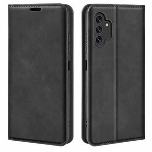 For Samsung Galaxy A13 4G Retro-skin Magnetic Leather Case with Holder & Card Slots & Wallet(Black)