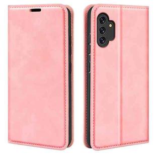 For Samsung Galaxy A13 4G Retro-skin Magnetic Leather Case with Holder & Card Slots & Wallet(Pink)