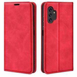 For Samsung Galaxy A13 4G Retro-skin Magnetic Leather Case with Holder & Card Slots & Wallet(Red)