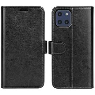 For Samsung Galaxy A03 164mm R64 Texture Horizontal Flip Leather Case with Holder & Card Slots & Wallet & Photo Frame(Black)