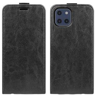 For Samsung Galaxy A03 166mm R64 Texture Vertical Flip Leather Case with Card Slots & Photo Frame(Black)