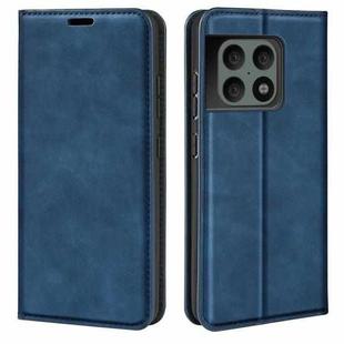 For OnePlus 10 Pro 5G Retro-skin Magnetic Suction Phone Leather Case with Holder & Card Slots & Wallet(Dark Blue)