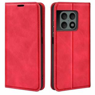 For OnePlus 10 Pro 5G Retro-skin Magnetic Suction Phone Leather Case with Holder & Card Slots & Wallet(Red)