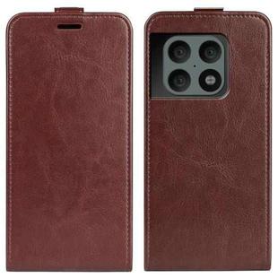For OnePlus 10 Pro 5G  R64 Texture Single Vertical Flip Leather Phone Protective Case with Card Slots & Photo Frame(Brown)