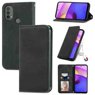 For Motorola Moto E40 Retro Skin Feel Magnetic Horizontal Flip Leather Case(Black)