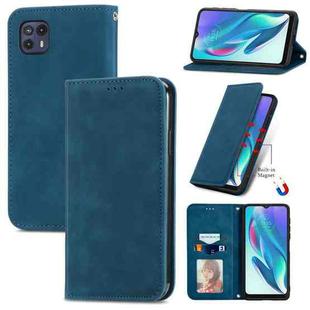 For Motorola Moto G50 5G Retro Skin Feel Magnetic Horizontal Flip Leather Case(Blue)