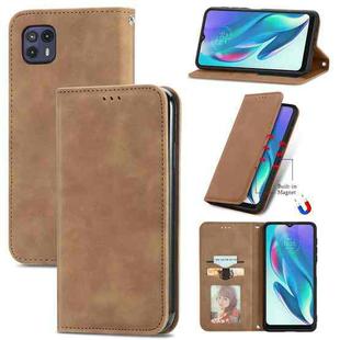 For Motorola Moto G50 5G Retro Skin Feel Magnetic Horizontal Flip Leather Case(Brown)