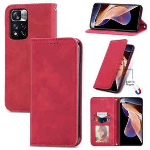 For Xiaomi Redmi Note 11 Pro China /11 Pro+ Retro Skin Feel Magnetic Horizontal Flip Leather Case(Red)