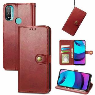 For Motorola Moto E20 Retro Solid Color Buckle Leather Phone Case(Red)