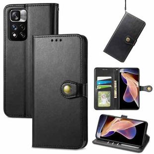 For Xiaomi Redmi Note 11 Pro / 11 Pro+ Retro Solid Color Buckle Leather Phone Case(Black)