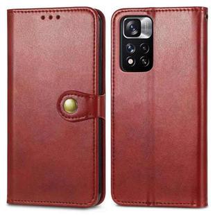 For Xiaomi Redmi Note 11 Pro / 11 Pro+ Retro Solid Color Buckle Leather Phone Case(Red)