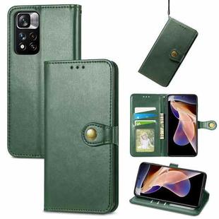 For Xiaomi Redmi Note 11 Pro / 11 Pro+ Retro Solid Color Buckle Leather Phone Case(Green)