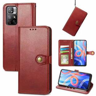 For Xiaomi Redmi Note 11S / Note 11 4G Global Retro Solid Color Buckle Leather Phone Case(Red)