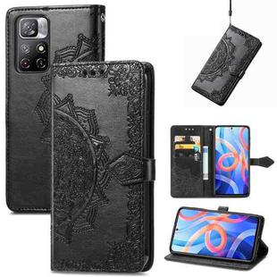 Mandala Flower Embossed Flip Leather Phone Case For Xiaomi Redmi Note 11(Black)