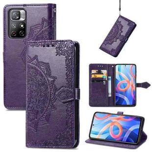 Mandala Flower Embossed Flip Leather Phone Case For Xiaomi Redmi Note 11(Purple)