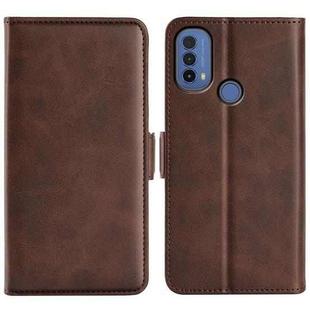 For Motorola Moto E30 / E40 Dual-side Magnetic Buckle Leather Phone Case(Brown)