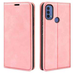 For Motorola Moto E30 / E40 Retro-skin Magnetic Suction Leather Phone Case(Pink)