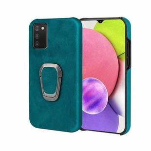Ring Holder PU Phone Case for Samsung Galaxy A03s 166mm(Cyan)