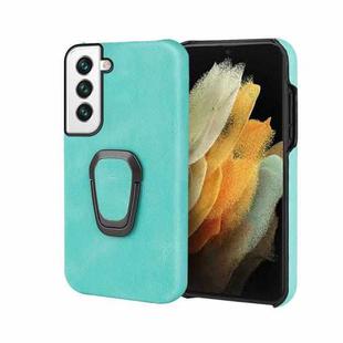 Ring Holder PU Phone Case For Samsung Galaxy S22 5G(Mint Green)