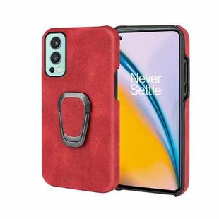 For OnePlus Nord 2 5G Ring Holder PU Phone Case(Red)