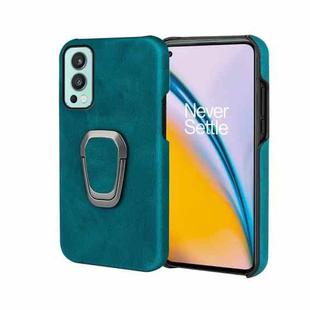 For OnePlus Nord 2 5G Ring Holder PU Phone Case(Cyan)