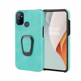 For OnePlus Nord N100 Ring Holder PU Phone Case(Mint Green)