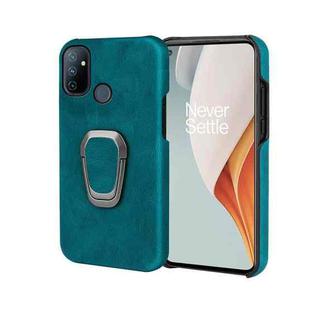For OnePlus Nord N100 Ring Holder PU Phone Case(Cyan)
