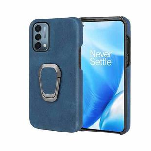 For OnePlus Nord N200 5G Ring Holder PU Phone Case(Blue)