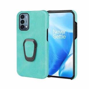 For OnePlus Nord N200 5G Ring Holder PU Phone Case(Mint Green)