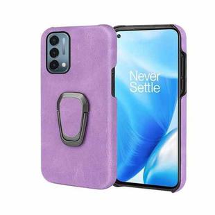 For OnePlus Nord N200 5G Ring Holder PU Phone Case(Purple)