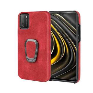 Ring Holder PU Phone Case For Xiaomi Poco M3(Red)