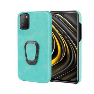 Ring Holder PU Phone Case For Xiaomi Poco M3(Mint Green)