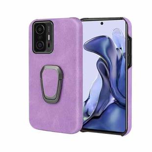 Ring Holder PU Phone Case For Xiaomi Mi 11T / 11T Pro(Purple)
