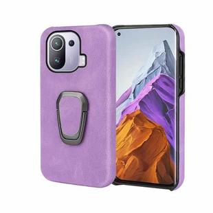 Ring Holder PU Phone Case For Xiaomi Mi 11 Pro 4G / 5G(Purple)