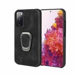 Ring Holder PU Phone Case For Samsung Galaxy S20 FE 5G / 4G / S20 Fan Edition / S20 Lite(Black)
