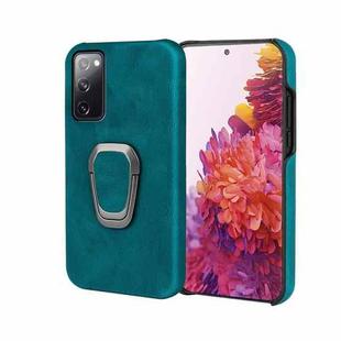 Ring Holder PU Phone Case For Samsung Galaxy S20 FE 5G / 4G / S20 Fan Edition / S20 Lite(Cyan)
