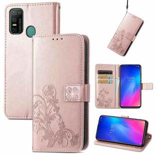 For Doogee N30 Four-leaf Clasp Embossed Buckle Mobile Phone Protection Leather Case(Rose Glod)
